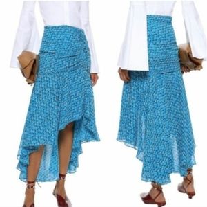 Veronica Beard Sevilla Midi Skirt in Blue Floral (Size 0)